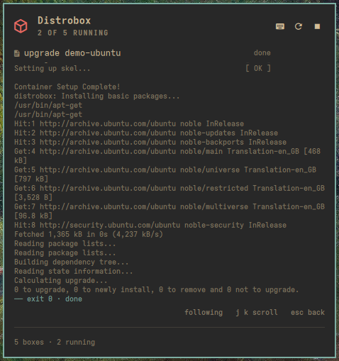 An upgrade's log in the panel