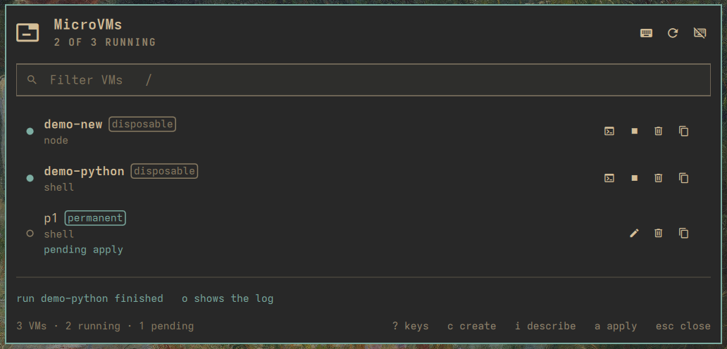The full-screen menu