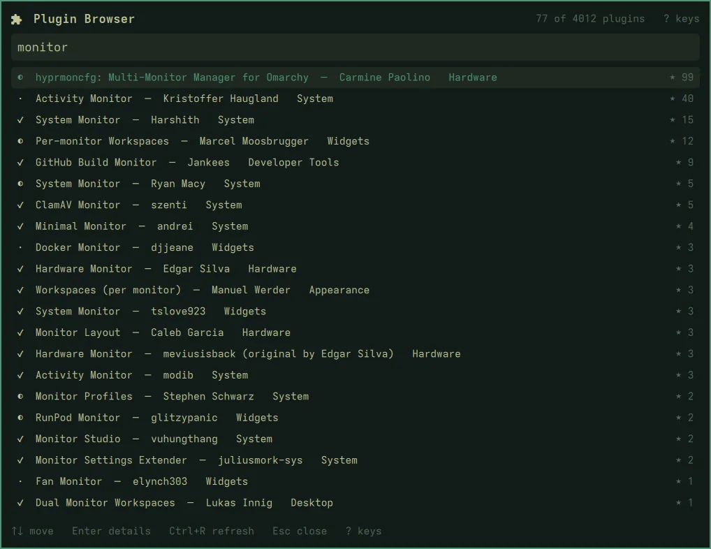 A search for "monitor"