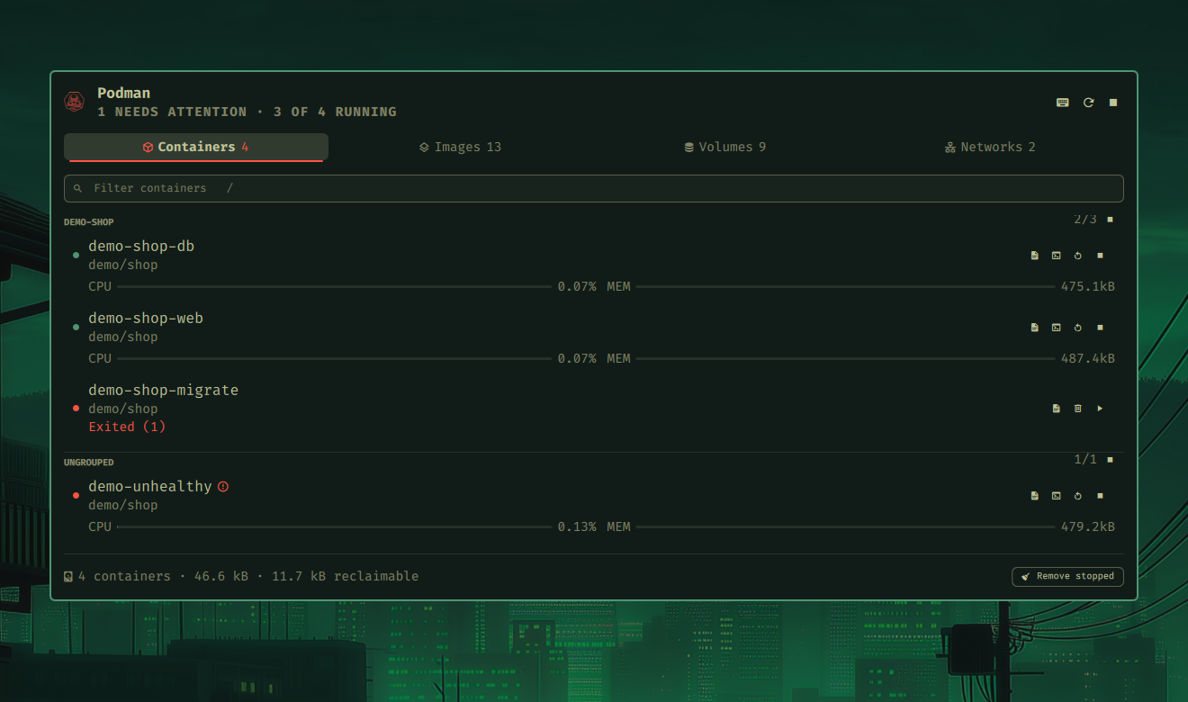 The full-screen menu