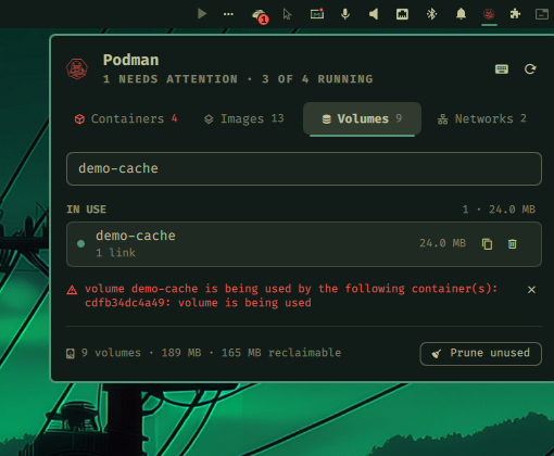 Podman refusing to remove an image in use