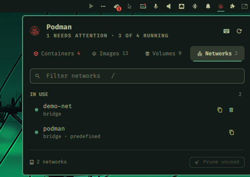 Networks tab