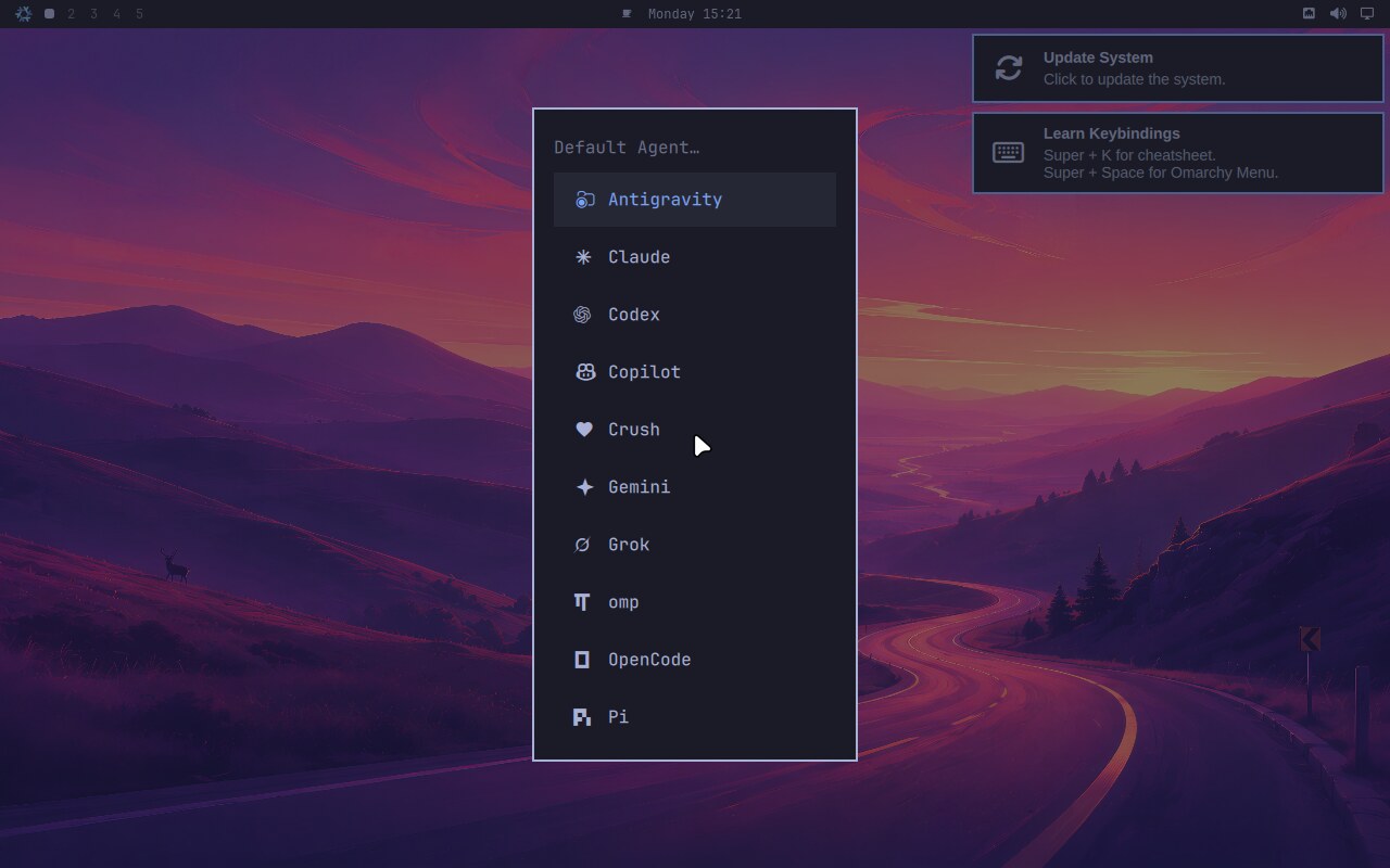 The Default Agent menu