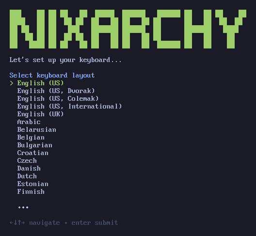 Selecting a keyboard layout
